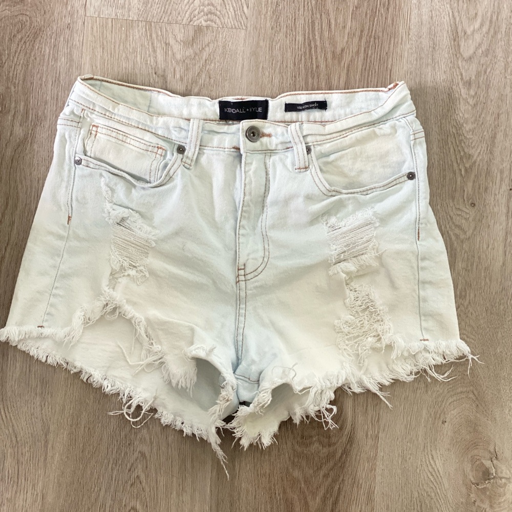 Kendall & Kylie Light Blue Distressed Jean Shorts